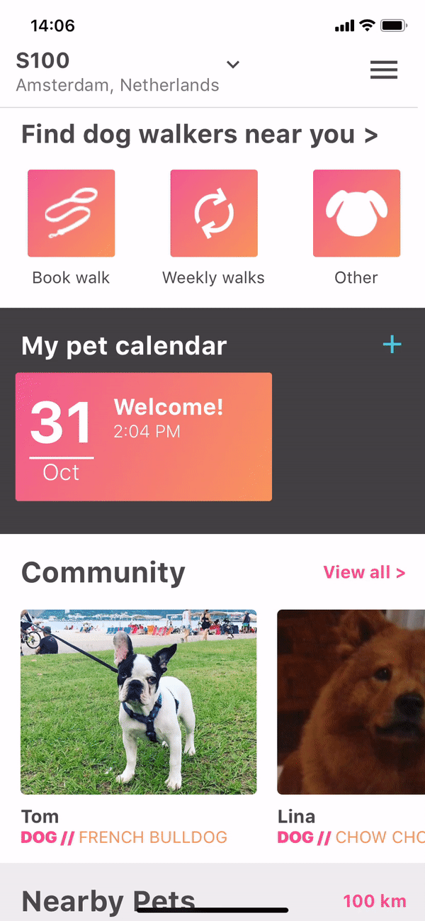 The previous version of 'Go App Pet' on mobile